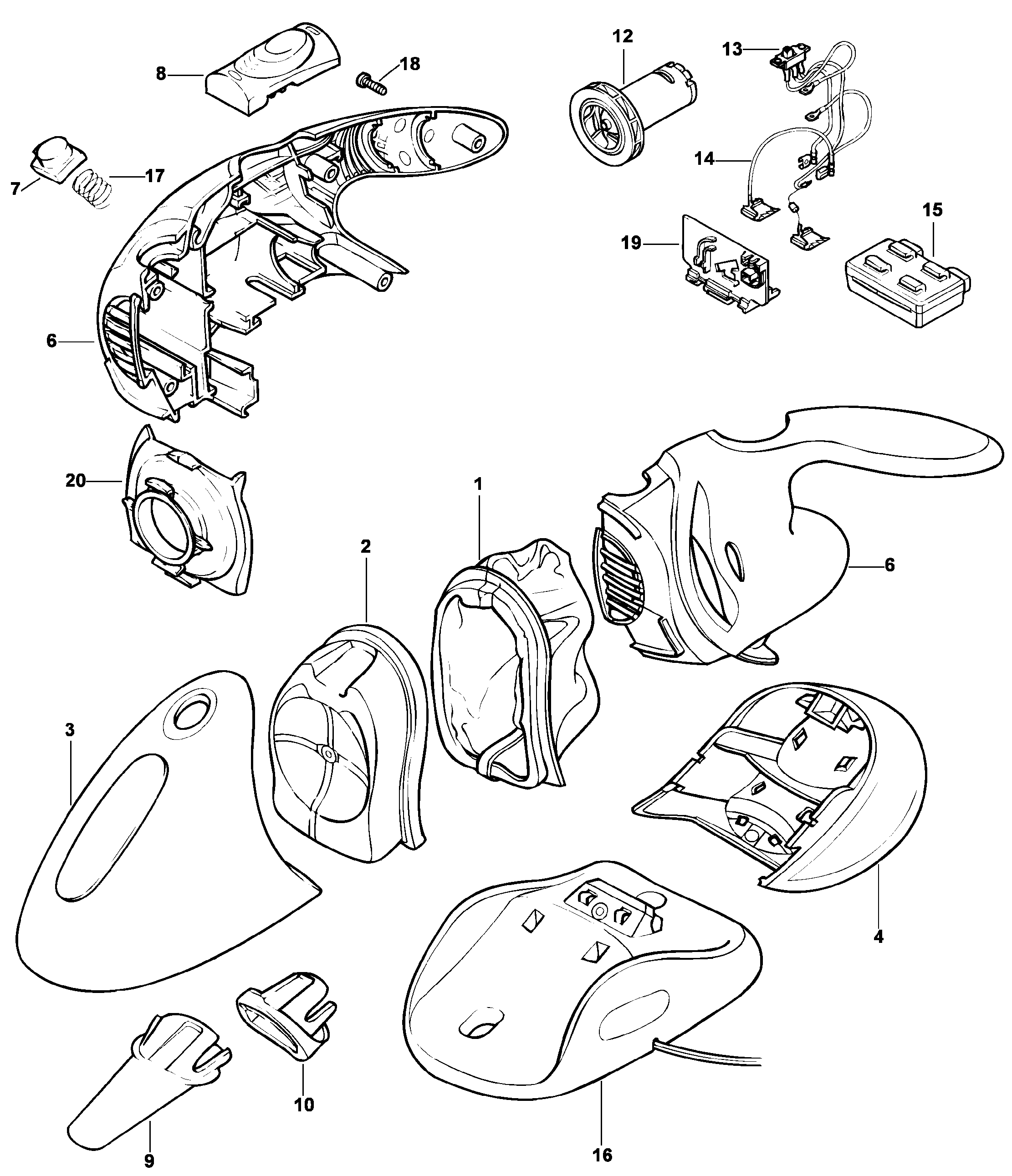 Page A Diagram and Parts List for V3610-BR 1 Black and Decker Dust Collector